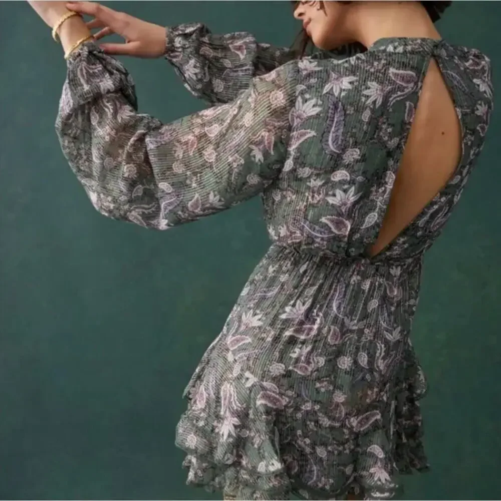 Hemant & Nandita Paisley Print Lisa Short Dress Small NWOT